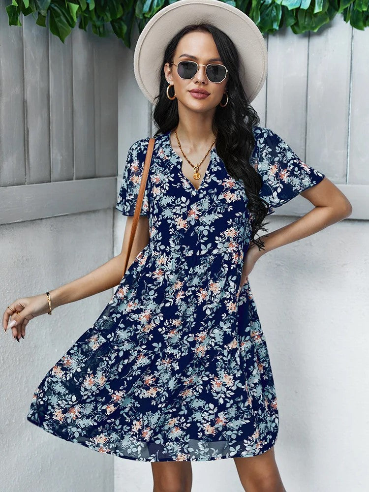 Robe Midi Fleurie Per Una - Taille 14 - Marine Et Violet - Manches Longues - Neuve Avec étiquettes