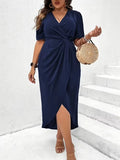 Robe portefeuille bleu marine