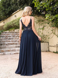 Robe bleu marine dentelle mariage