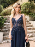 Robe bleu marine dentelle mariage