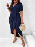 Robe portefeuille bleu marine