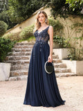 Robe bleu marine dentelle mariage