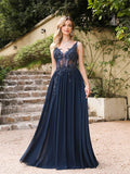 robe bleu marine dentelle mariage