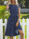 robe bleu pois