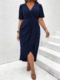 robe portefeuille bleu marine
